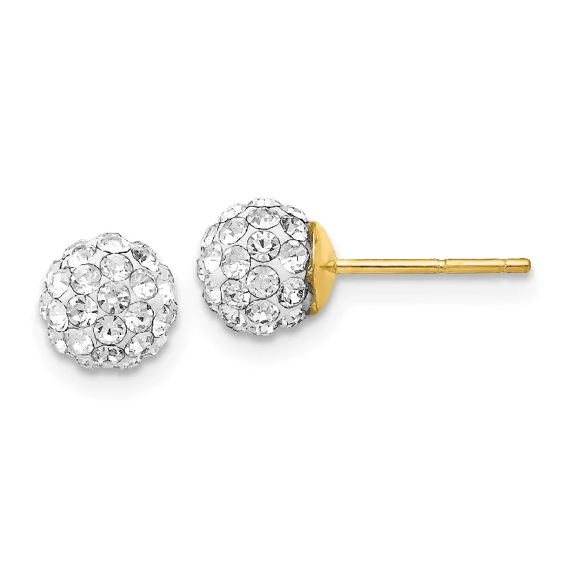 Funky Earrings for Teens-14KT Yellow Gold Crystal 6MM Ball Stud Earrings