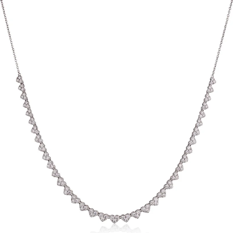 Fine Silver Necklace-DIAMOND MULTI HEART NECKLACE