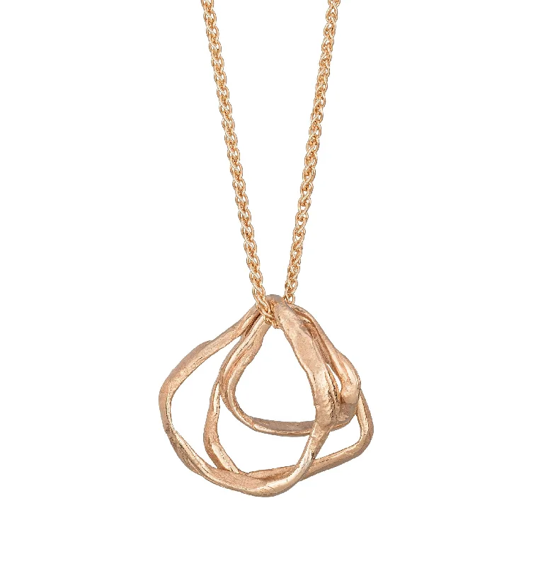 Women’s Layered Necklace-Pebble Circles Pendant 9ct Rose Gold