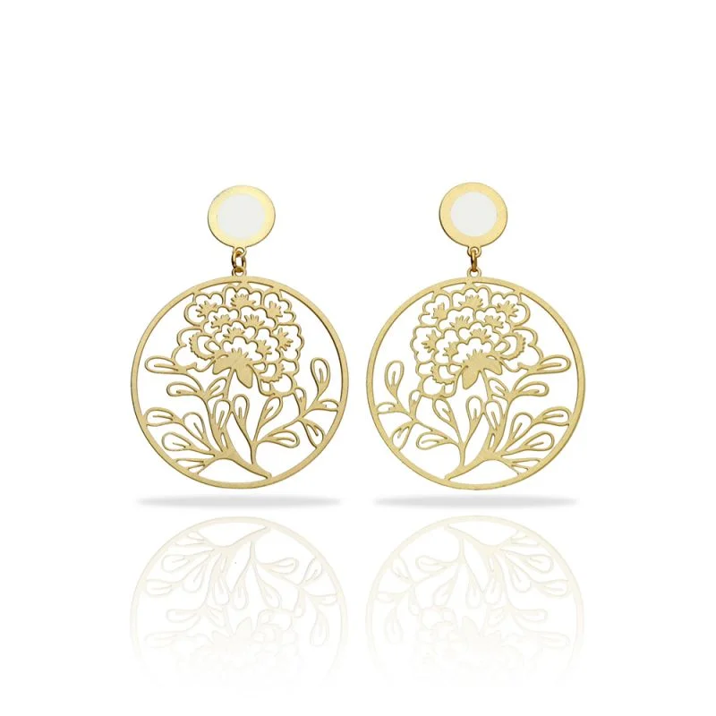 Modern Gold Earrings-RAS Porcelana Flor All Gold Circle Earrings