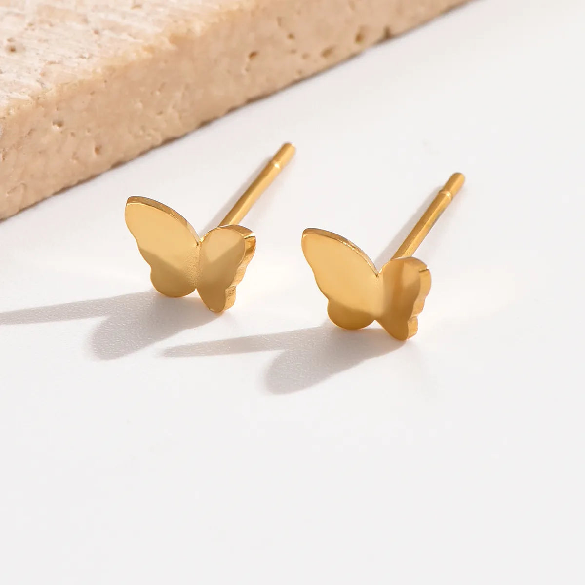 Chic Bridal Earrings-1 Pair Simple Style Butterfly Plating Stainless Steel 14k Gold Plated Ear Studs