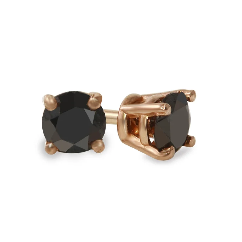 Minimalist Gold Earrings-14K Rose Gold 5 CTW Rd Black Diamond Stud Earrings