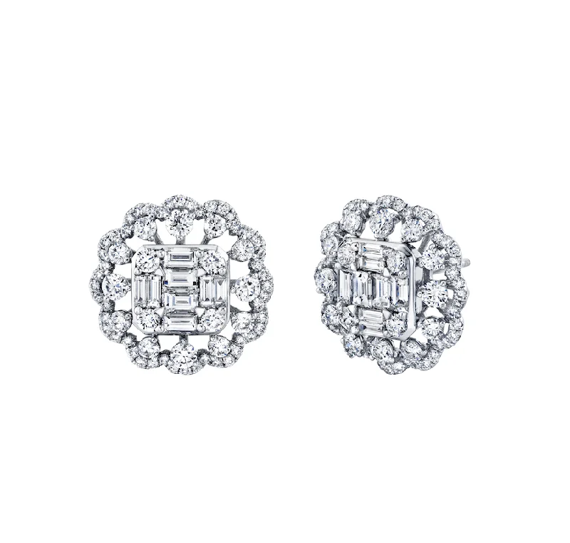 Diamond Hoop Earrings-Diamond Statement Studs