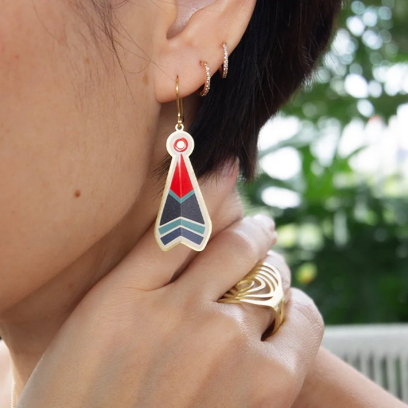 Diamond Stud Earrings-RAS Native Southwest Arrowhead Gold Earrings