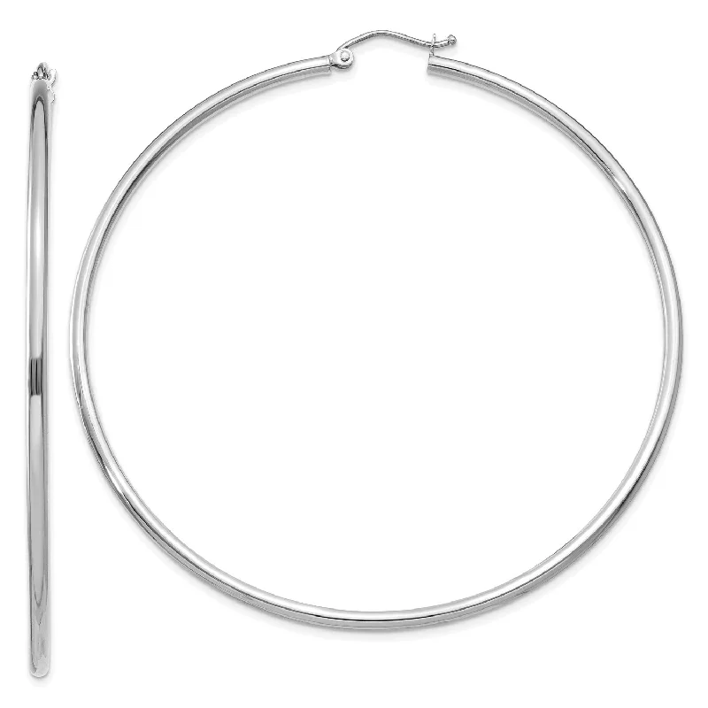 Luxury Drop Earrings for Weddings-10KT White Gold 60X2MM Hoop Earrings