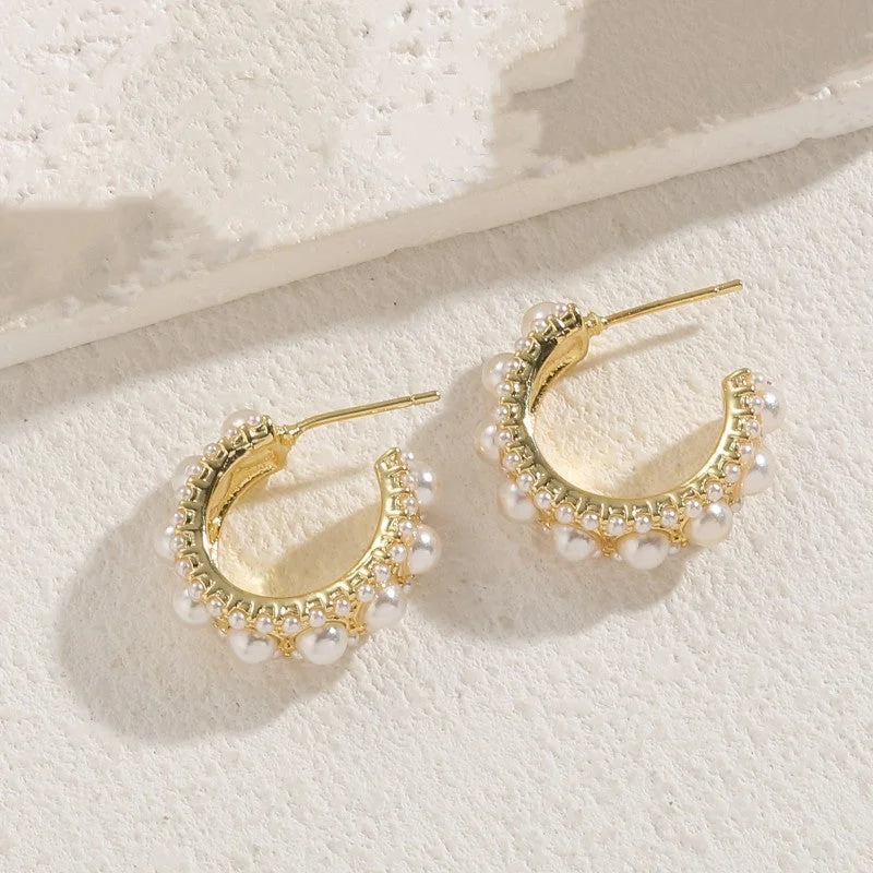 C- Shaped Pearl Earrings