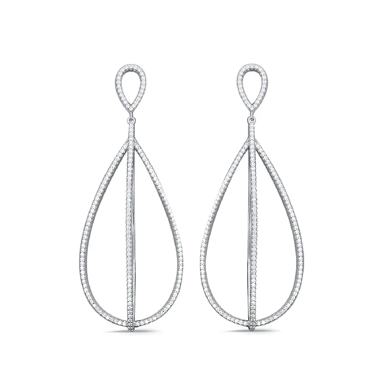 Custom Hoop Earrings-1 CTW Diamond Fashion Earrings in 10KT White Gold