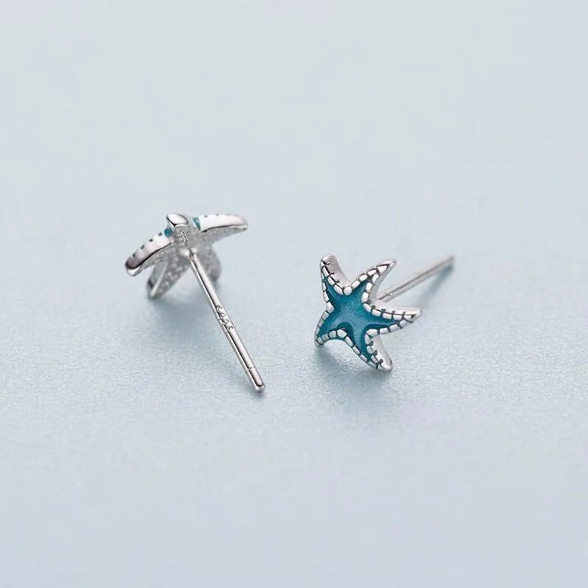 Elegant Jewelry Earrings-1 Pair Simple Style Star Sterling Silver Enamel Ear Studs