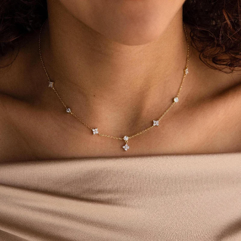 Diamond Necklace for Women-Ivy Diamond Station Necklace