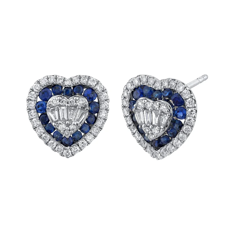 Luxury Wedding Earrings-Gemstone Heart Studs