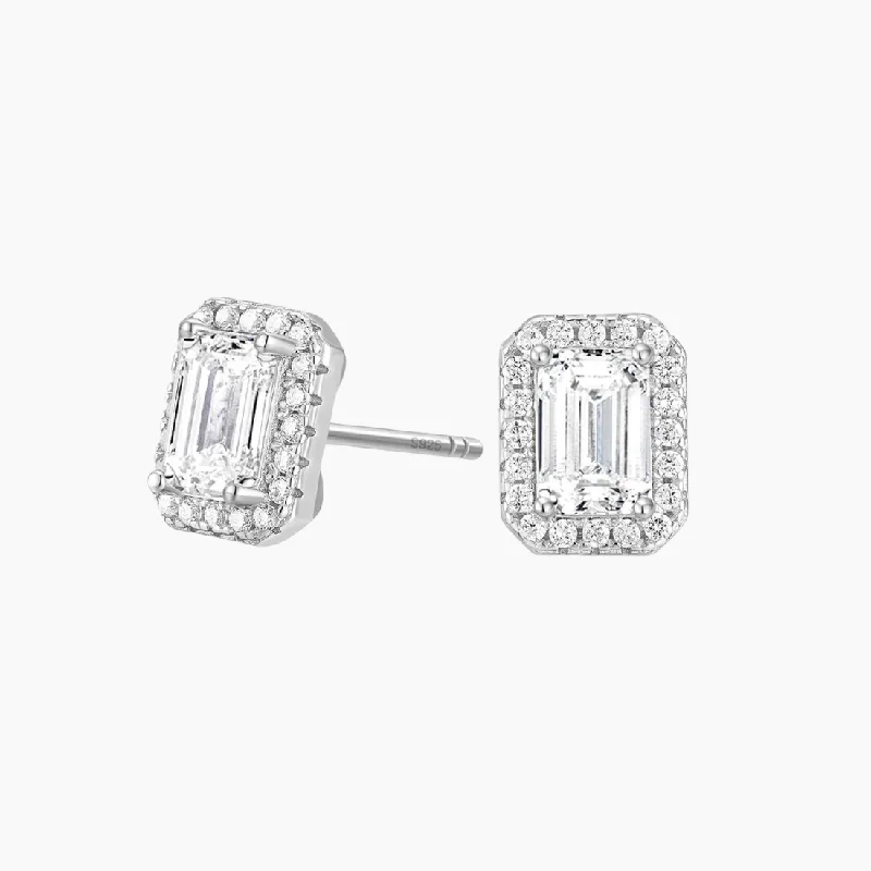 Rose Gold Earrings-Square Cut Cubic Zirconia CZ Earrings