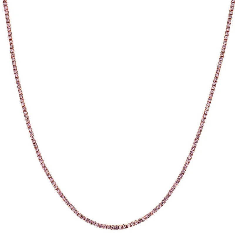 Gorgeous Pearl Necklace-PINK SAPPHIRE TENNIS NECKLACE