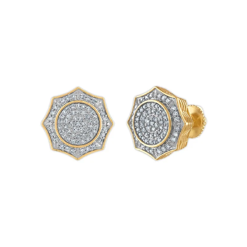 Diamond Hoop Earrings-1/2 CTW Diamond Fashion Stud Earrings in 10KT Yellow Gold