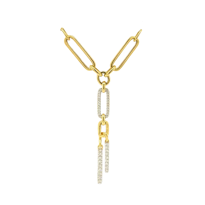 Classic Gold Chain Necklace-DIAMOND PAPERCLIP LARIAT