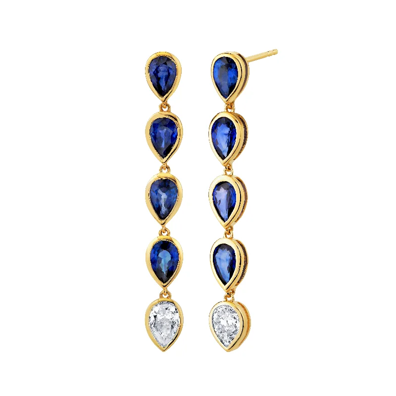 Dazzling Drop Earrings-Sapphire Pear Drop Earring