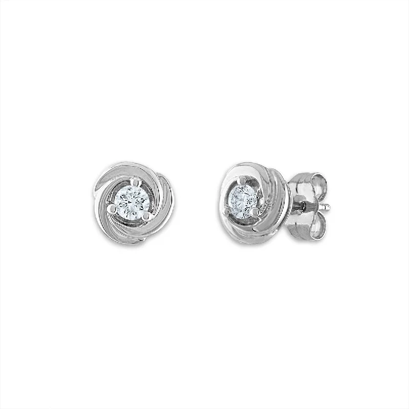 Beaded Dangle Earrings-1/4 CTW Diamond Stud Love Knot Earrings in 10KT White Gold