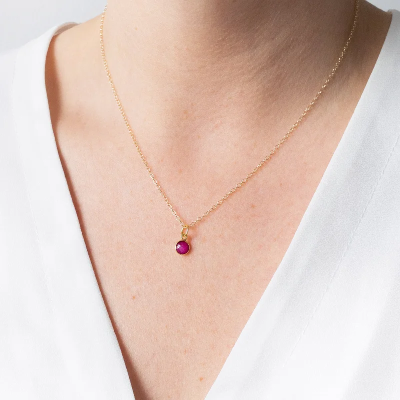 Trendy Necklace for Bridesmaids-Gold Ruby July Birthstone Necklace