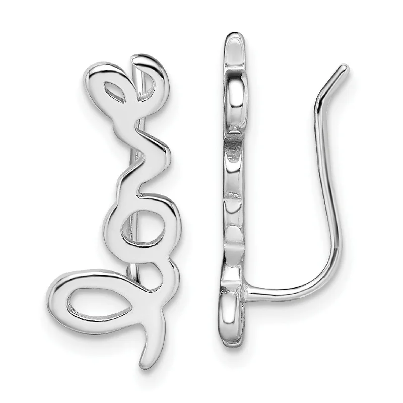 High-End Earrings for Weddings-Love Climber Earrings in Sterling Silver