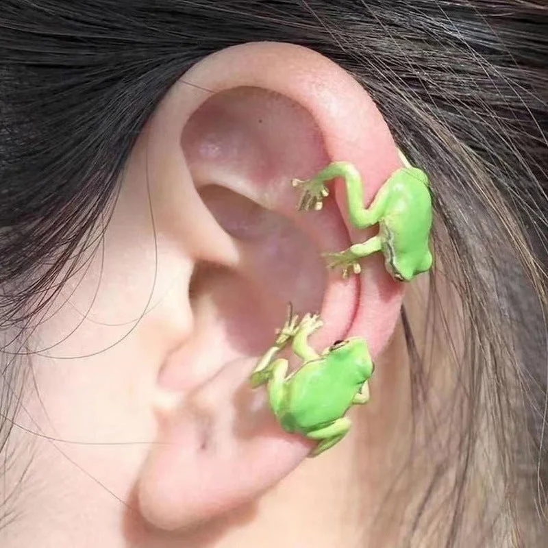 Cute Stud Earrings for Teenagers-1 Pair Simple Style Frog Inlay Copper Rhinestones Ear Studs