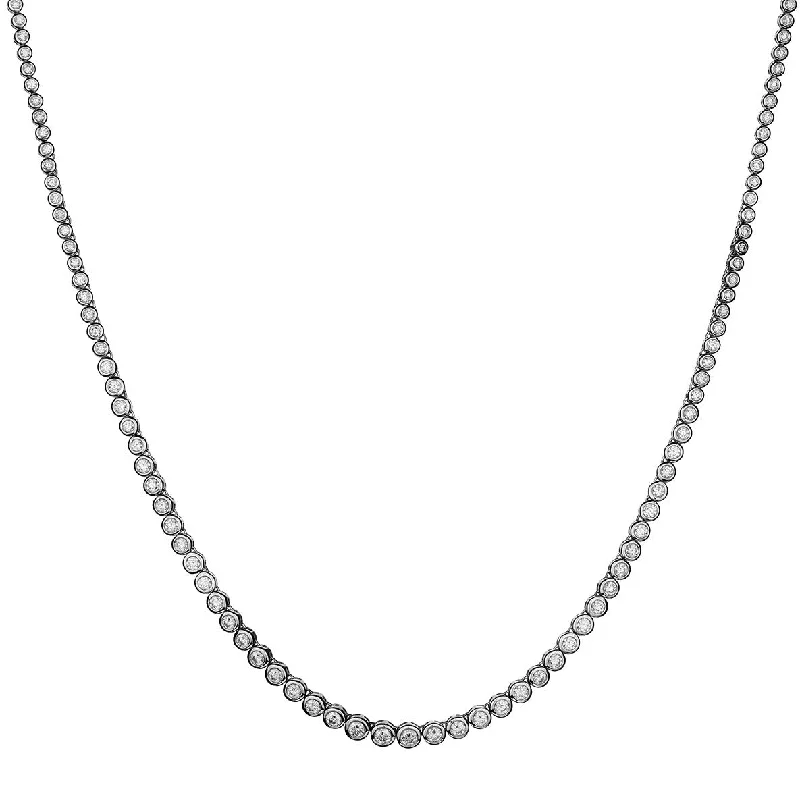 Bohemian Style Necklace-BEZEL SET DIAMOND TENNIS NECKLACE