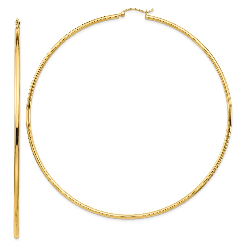 Chic Pearl Earrings-14KT Yellow Gold 90X2MM Hoop Earrings