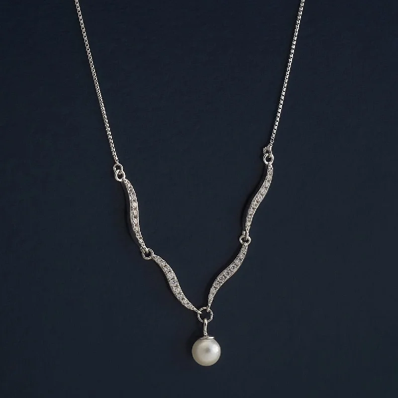 Statement Necklace with Pearls-92.5 Silver Necklace 182997