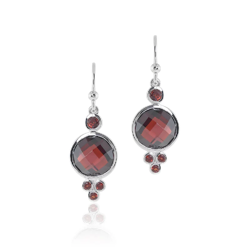 Stylish Hoop Earrings-Allegra Drop Earrings in Garnets