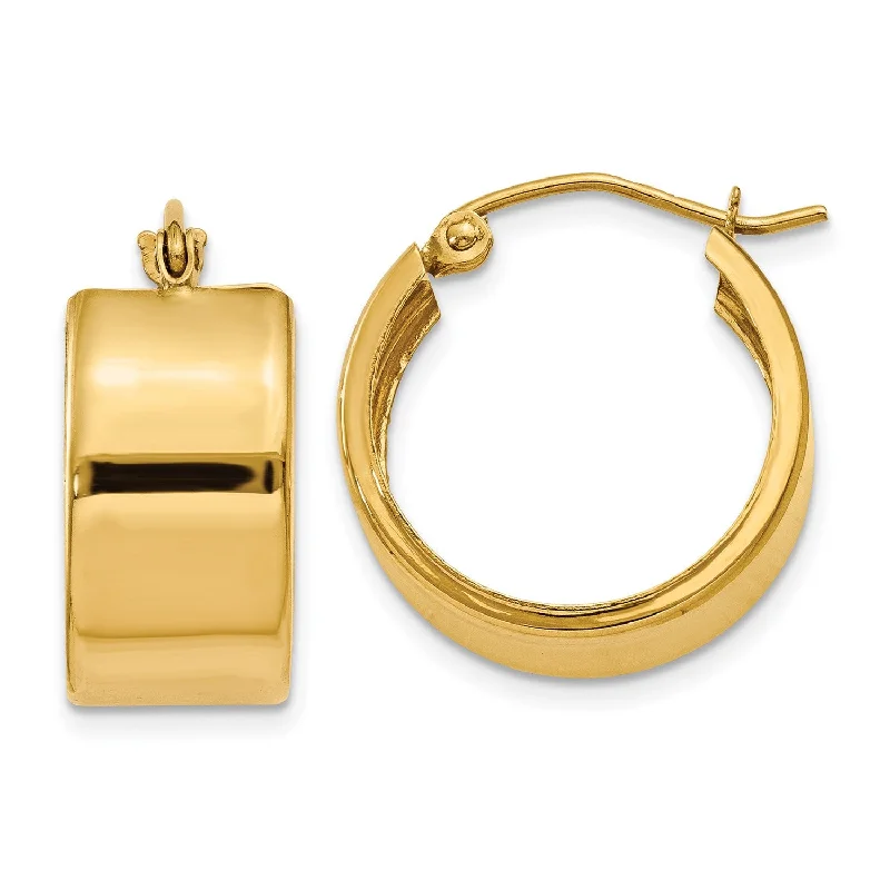 Unique Pearl Earrings-14KT Yellow Gold 15X8MM Hoop Earrings