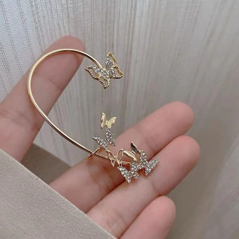 Butterfly Ear Clip Ear Hanging Gold Right