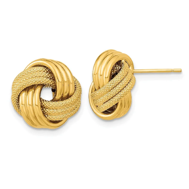 Simple Silver Drop Earrings-14KT Yellow Gold Love Knot Earrings