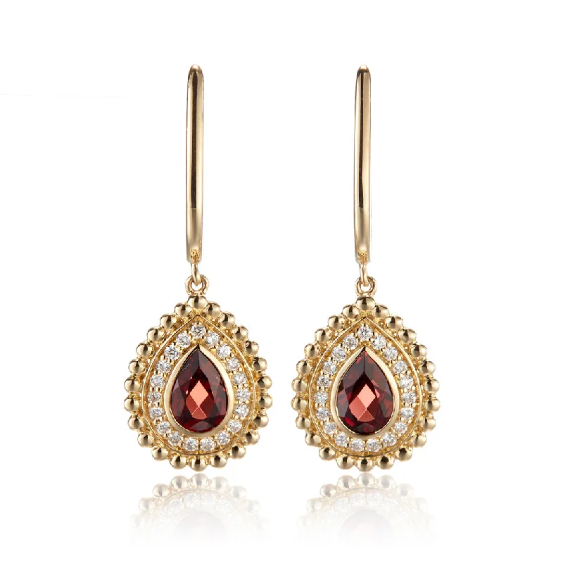 Crystal Drop Earrings-Garnet Drop Earrings