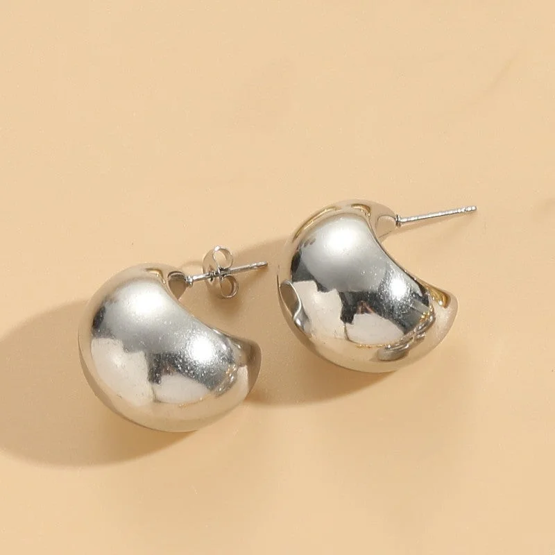 Semicircle Hollow Earrings Steel Color