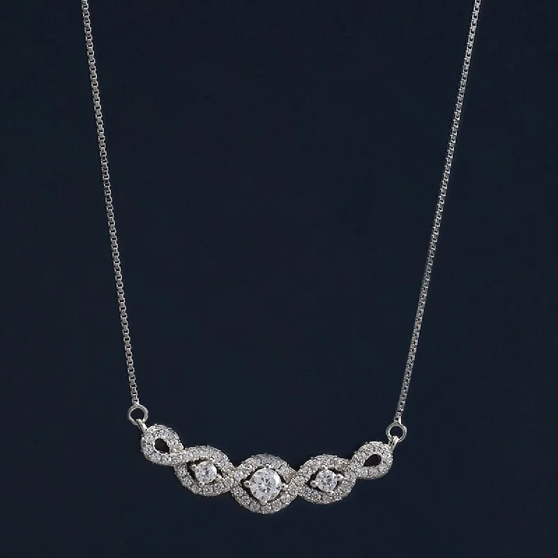 Gold Necklace with Diamonds-92.5 Silver Necklace 183301