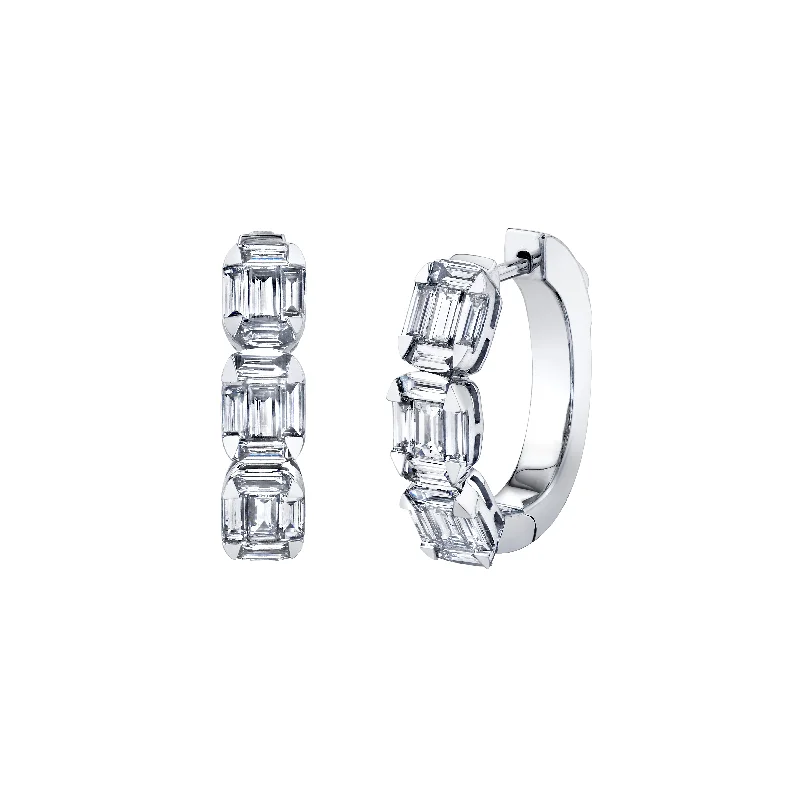 Stunning Crystal Earrings-Oval Diamond Huggies