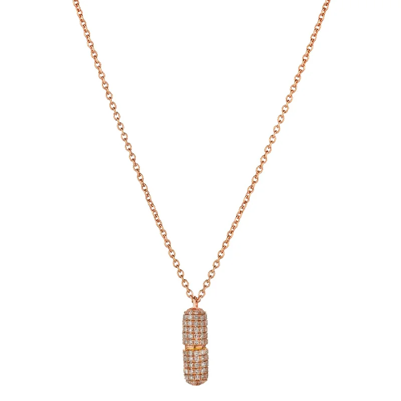 Gold Necklace with Emerald-PAVÉ DIAMOND PILL NECKLACE