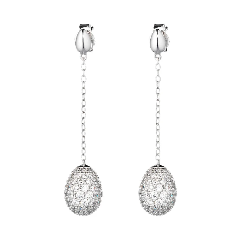 Modern Earrings for Teens-Zircon Egg Drop Earrings