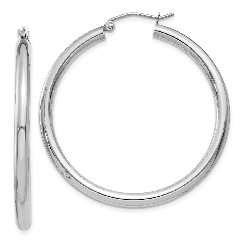 Classic Dangle Earrings-14KT White Gold 40X3MM Hoop Earrings