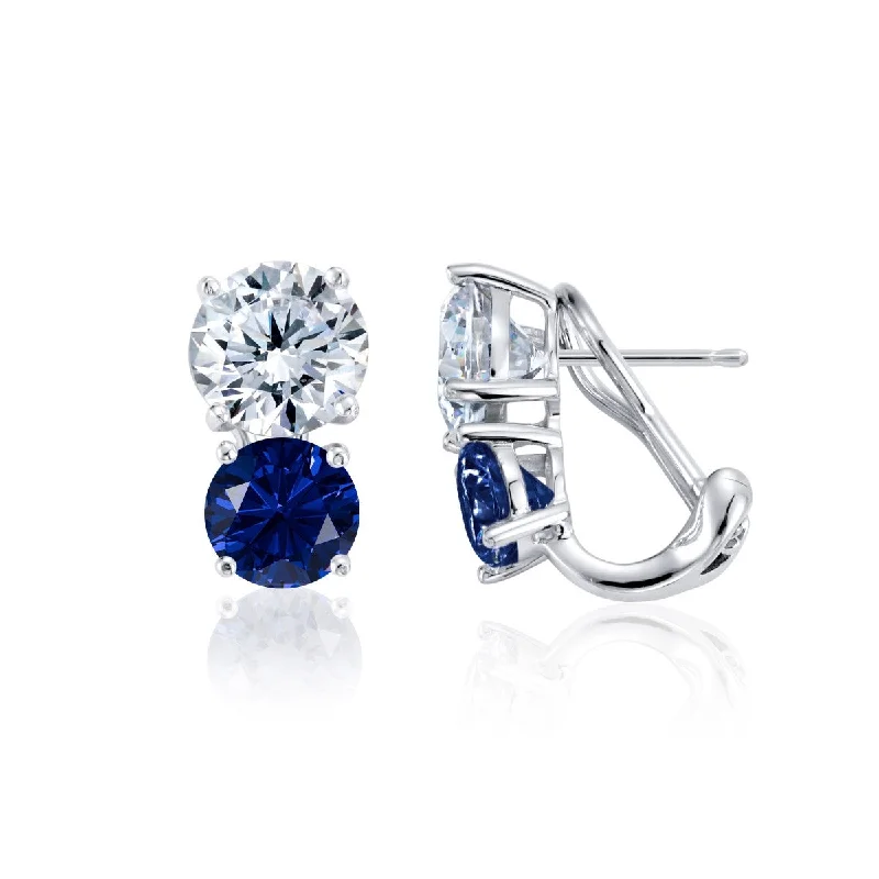 Luxury Gemstone Earrings-Crislu Blue and White Cubic Zirconia Earrings in Sterling Silver