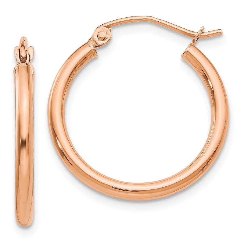 Vintage Wedding Earrings-14KT Rose Gold 20X2MM Hoop Earrings