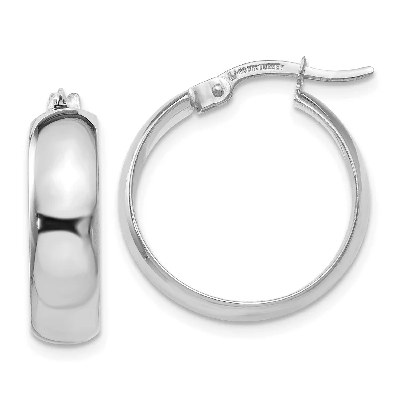 Unique Diamond Earrings-10KT White Gold 19X4MM Hinged Hoop Earrings