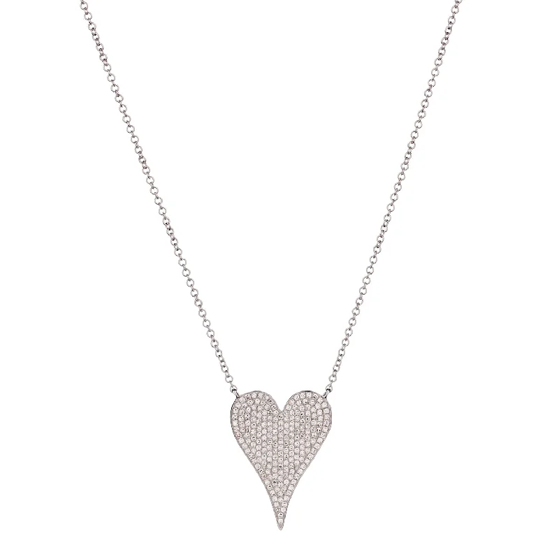 Bohemian Necklace with Stones-PAVÉ DIAMOND HEART NECKLACE