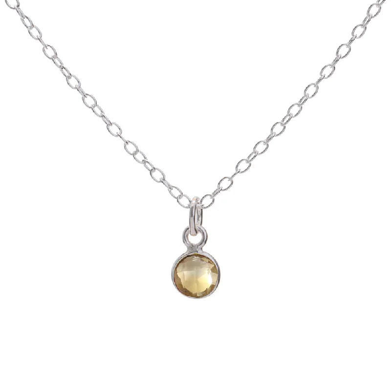 Trendy Necklace for Teens-Silver Citrine November Birthstone Necklace