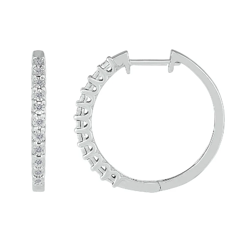 Fashionable Stud Earrings-1/10 CTW Diamond Hoop 23MM Earrings in Sterling Silver