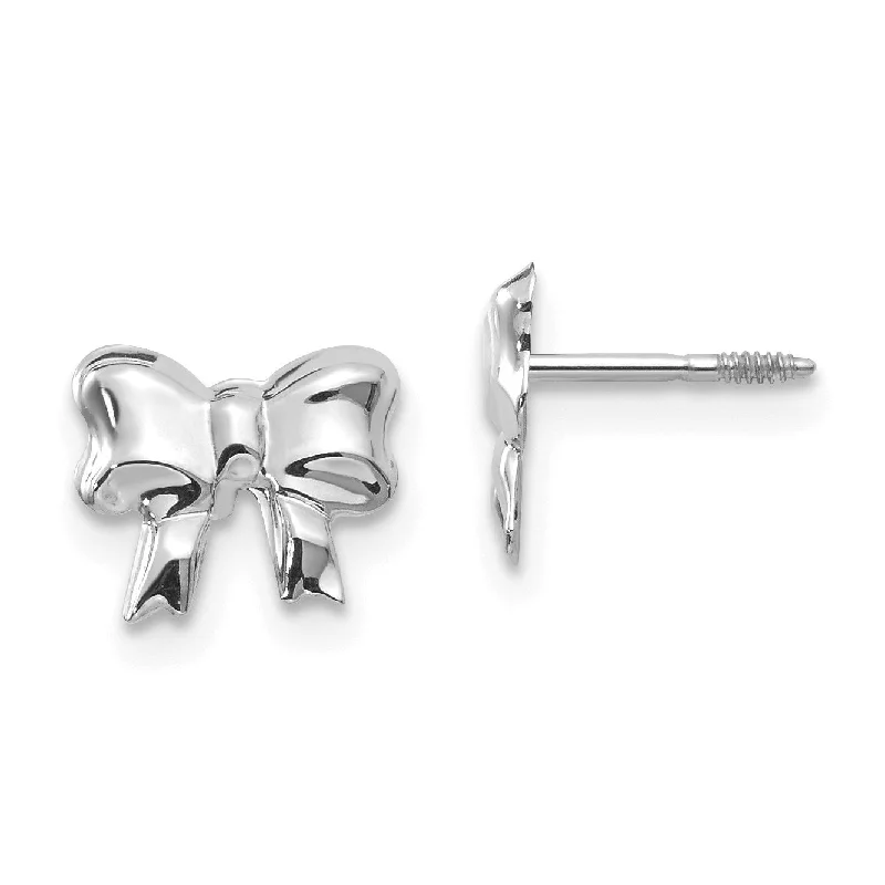 Butterfly Design Earrings-14KT White Gold 8X5MM Stud Bow Earrings