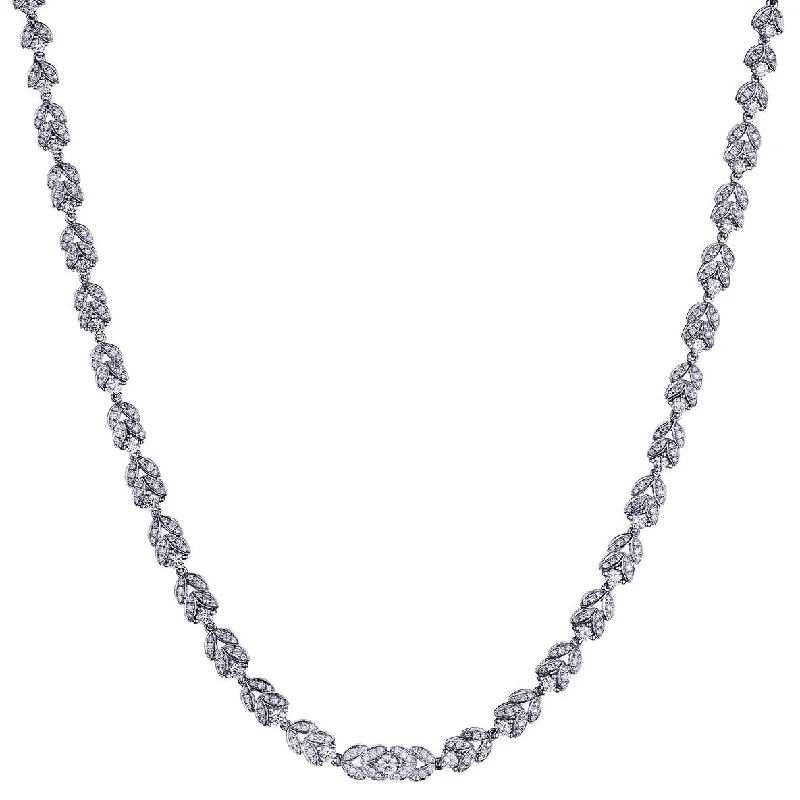 Pearl and Diamond Necklace-FLORAL DIAMOND NECKLACE