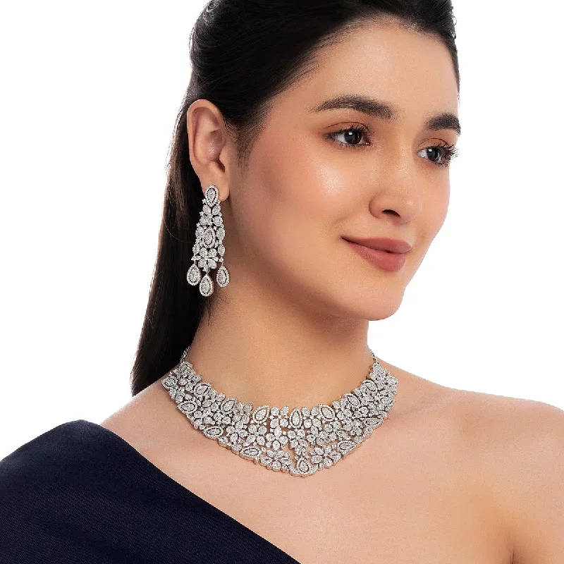 Wedding Necklace with Crystals-Zircon Necklace 152897