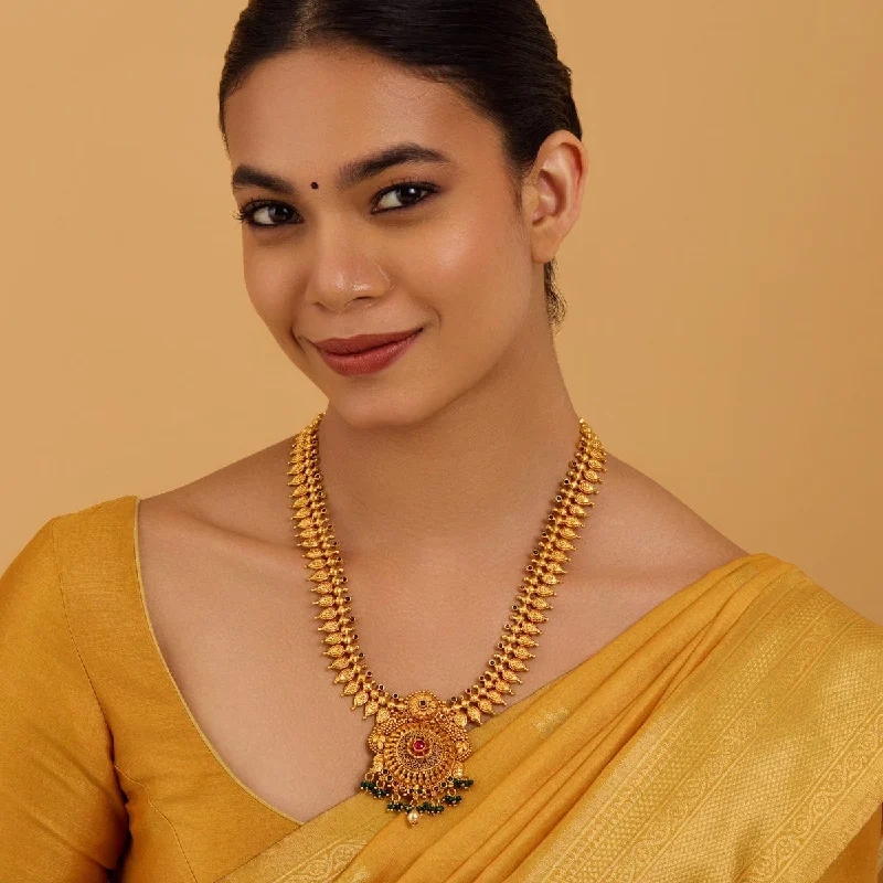 Elegant Gold Necklace for Weddings-Silver Temple Necklace 178556