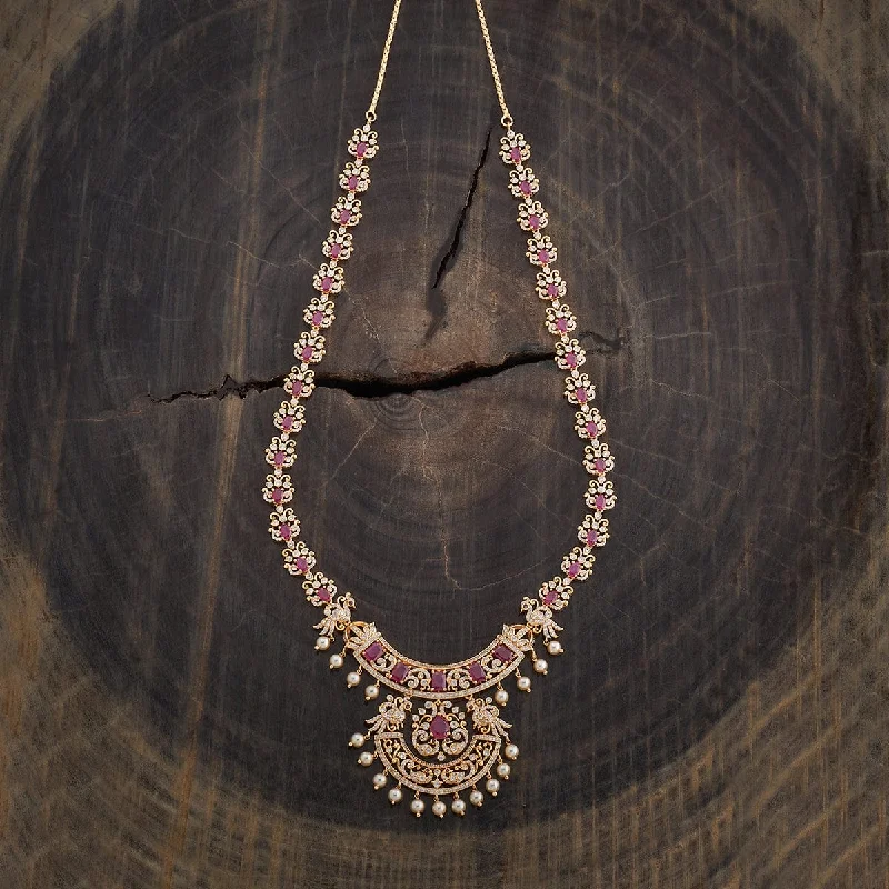 Gold Necklace with Ruby-Zircon Necklace 182073