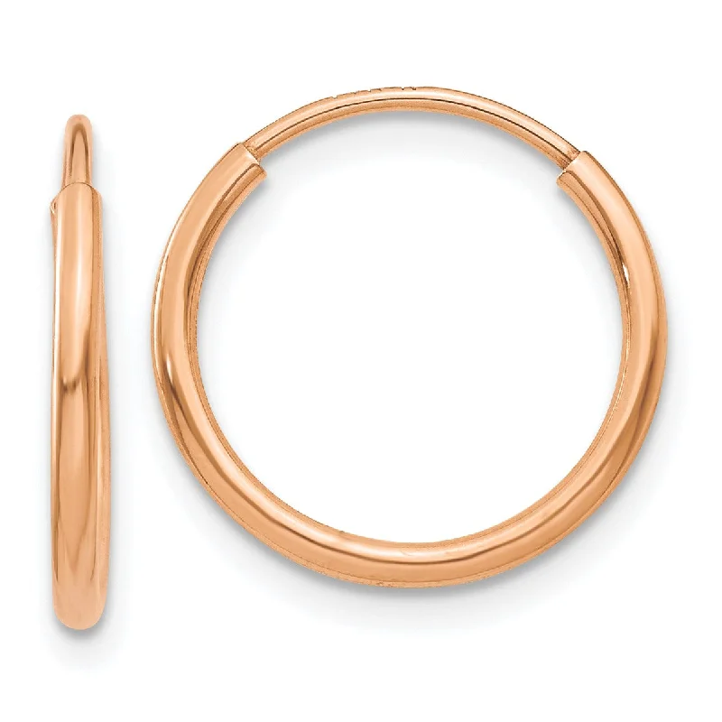 Small Stud Earrings for Women-14KT Rose Gold 13X1.2MM Hoop Earrings