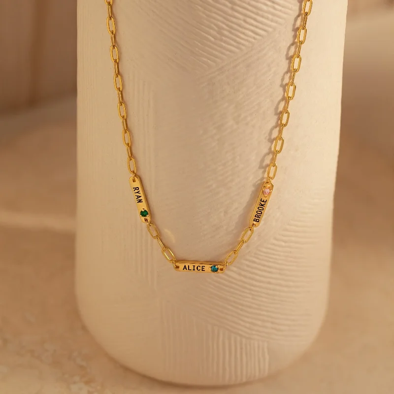 Minimalist Gold Necklace-Mini Name Birthstone Necklace